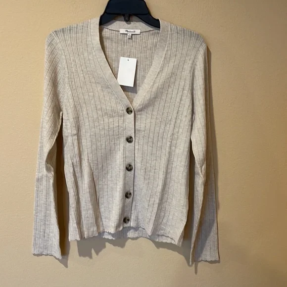 NWT Madewell Altona Button Front Pointelle Slim Cardigan - Picture 2 of 4
